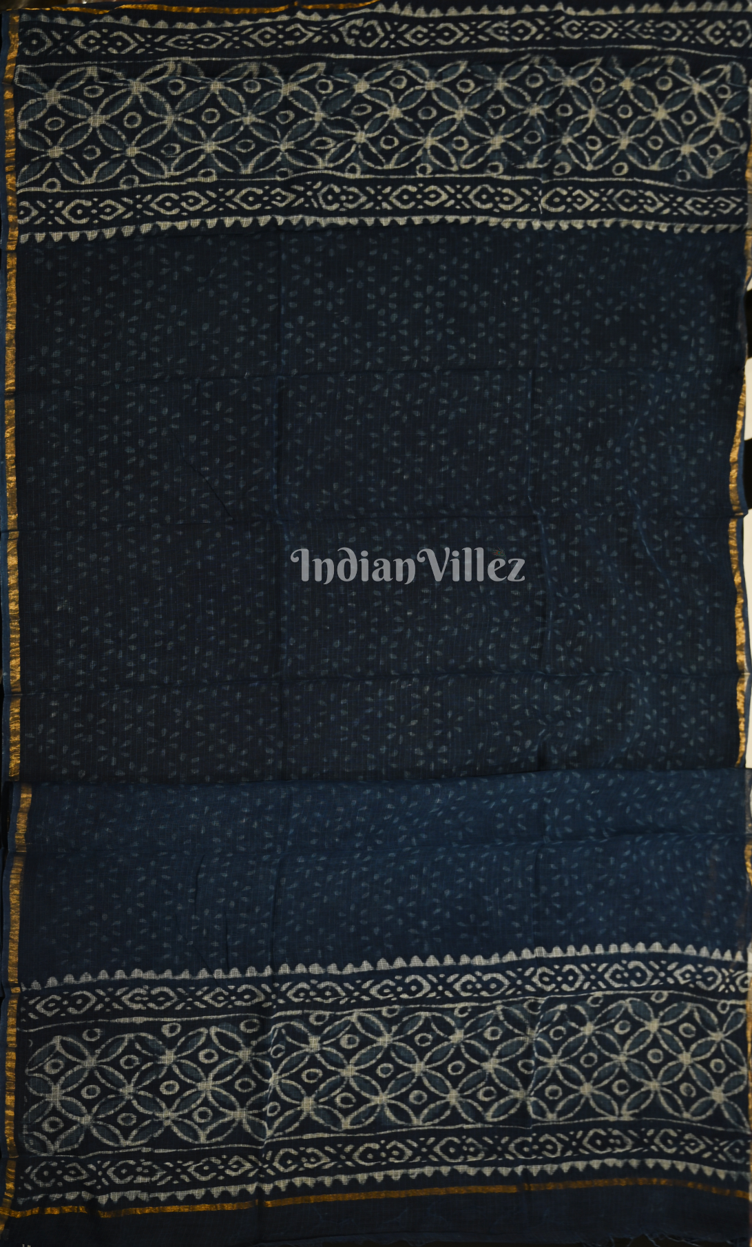 Indigo Blue White Dabu Block Printed Cotton Suit Sets 