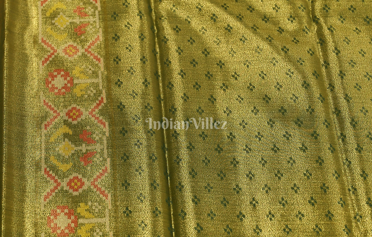 Olive Green Digital Print Kanjivaram Silk Saree