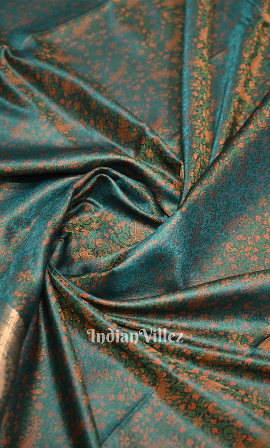 Rama Green Dual Tone Tanchoi Silk Banrasi Saree