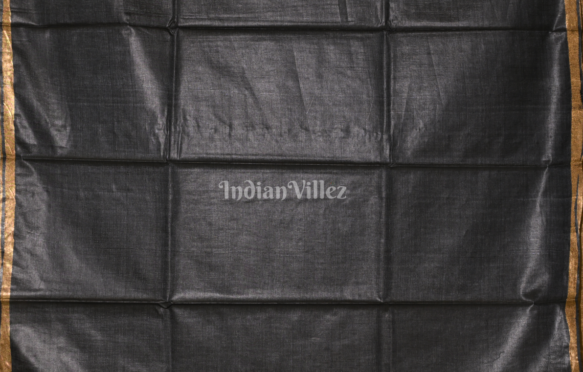 Black Golden South Tussar Silk Saree 