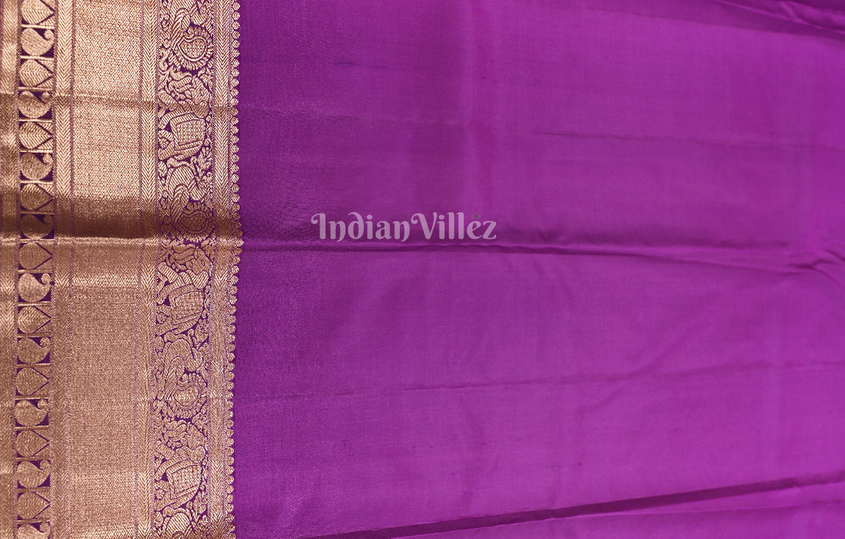 Dark Purple Pure Brocade Kanjivaram Silk Saree 