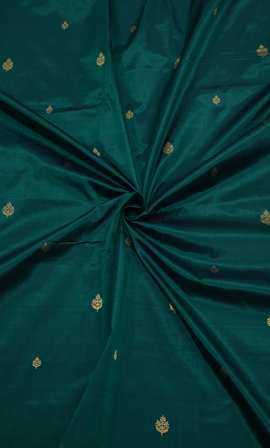 Rama Green Pure Katan Silk Banarasi Saree