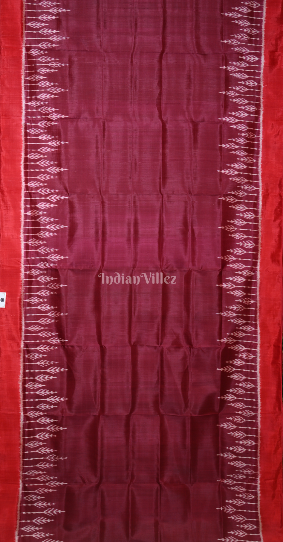 Wine Red Odisha Ikat Contemporary Designer Saree with Elephant Anchal