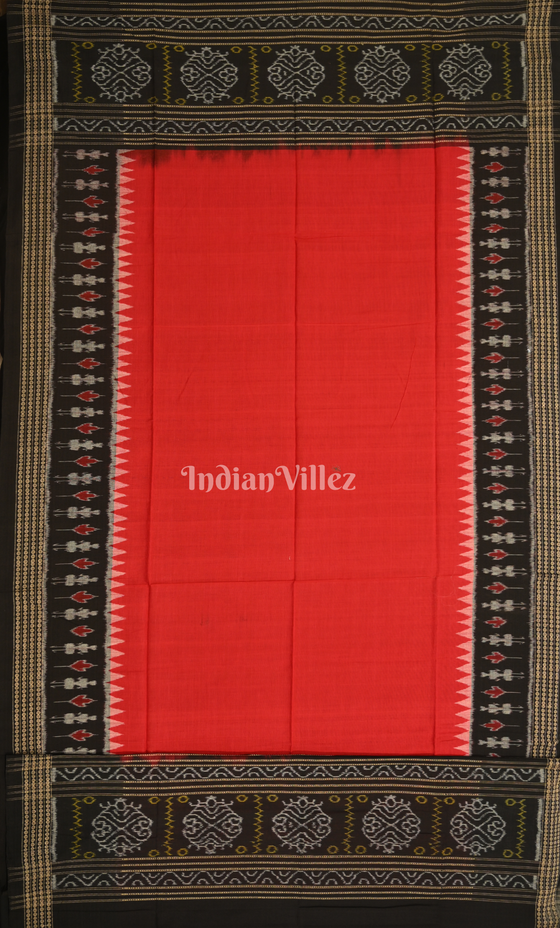 Black Red  Tribal Design Odisha Ikat Sambalpuri Dress Set & Dupatta 