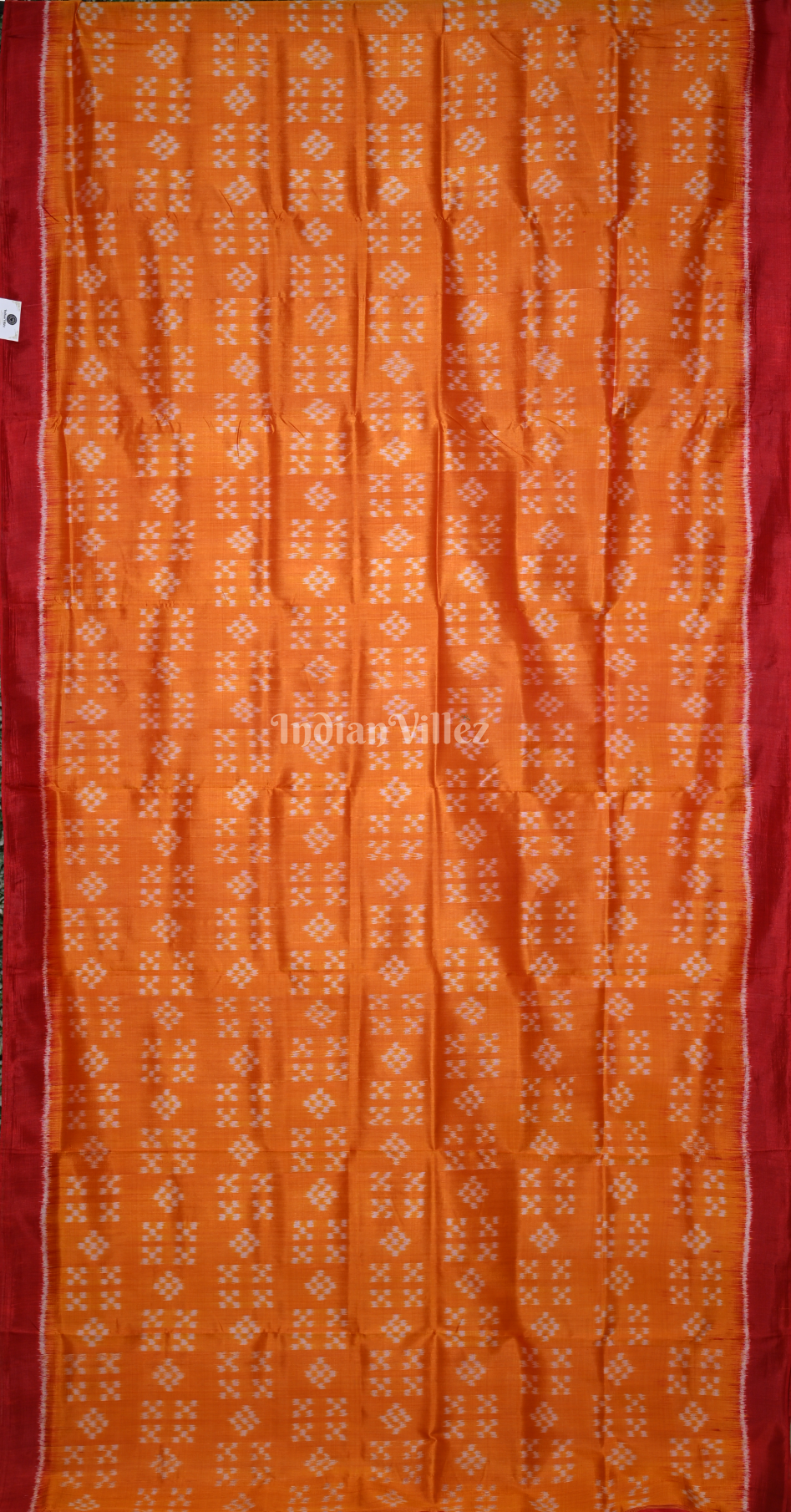 Rust Orange Red Pasapali Odisha Ikat Contemporary Designer Silk Saree 