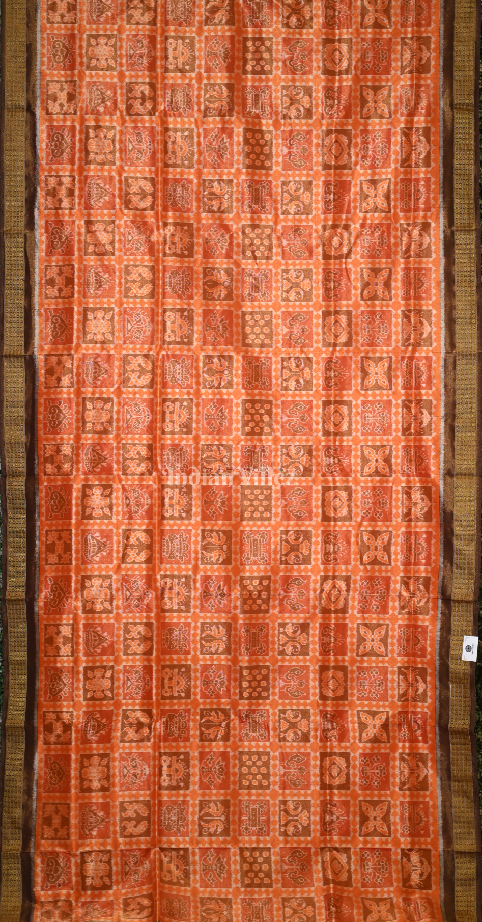 Rust Orange Coffee Nabakothi Half Tissue Sambalpuri Silk Saree
