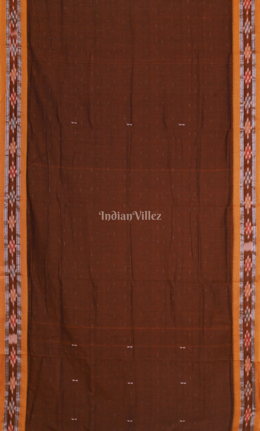 Brown Blue Odisha Ikat Maniabandha Cotton Saree 