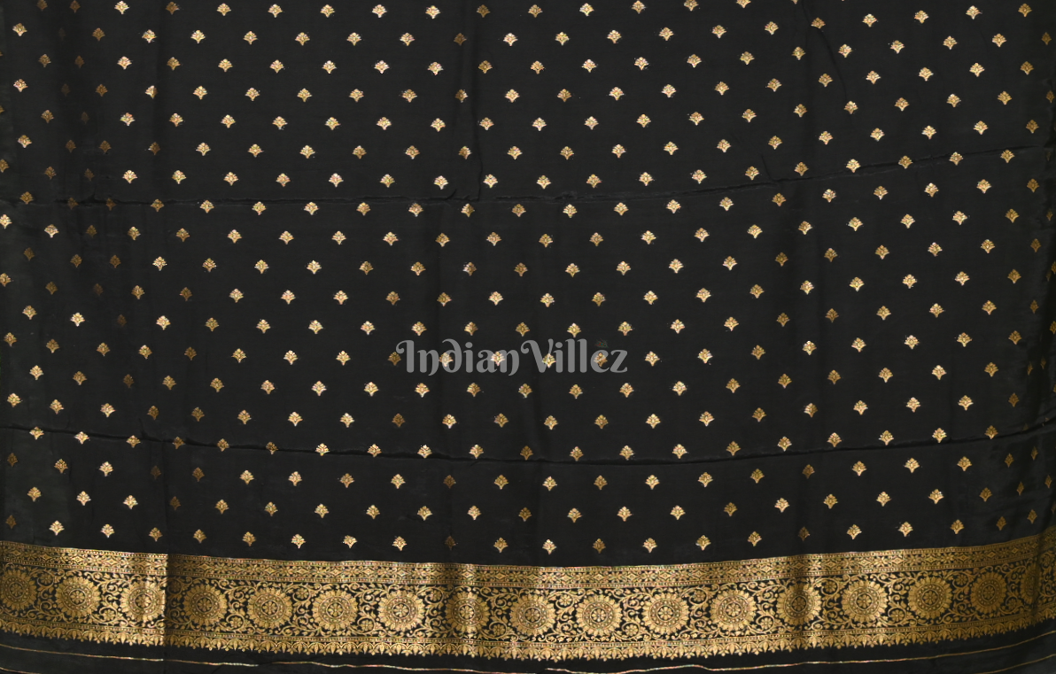 Black Banarasi Silk Saree with Kashmiri Embroidery Work
