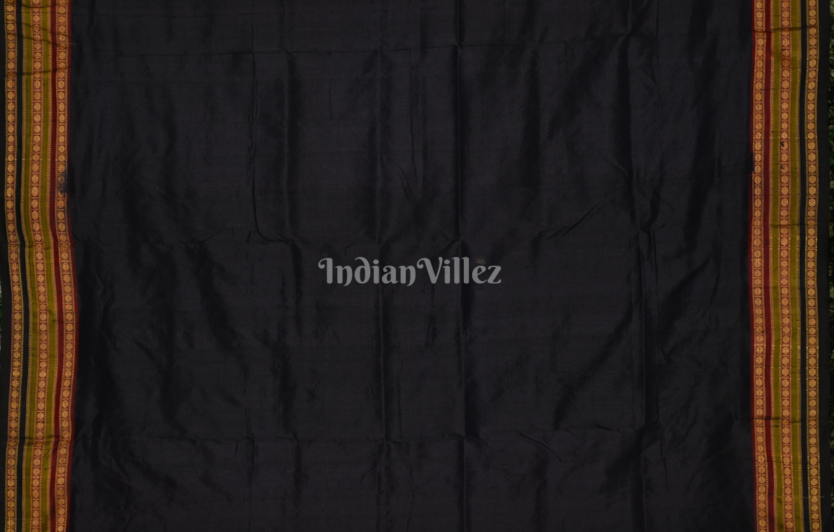 Rani Pink Black Fish Motif Kathiphera Khandua Silk Saree with Doli Barat Anchal 