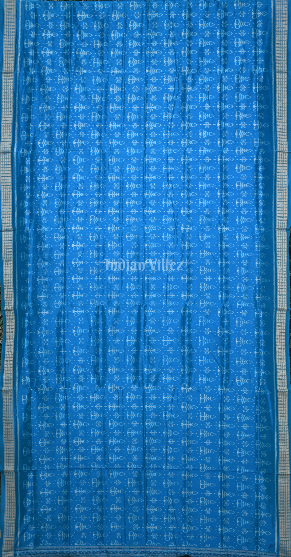 Exclusive Surf Blue Tribal Theme Odisha Ikat Sambalpuri Silk Saree