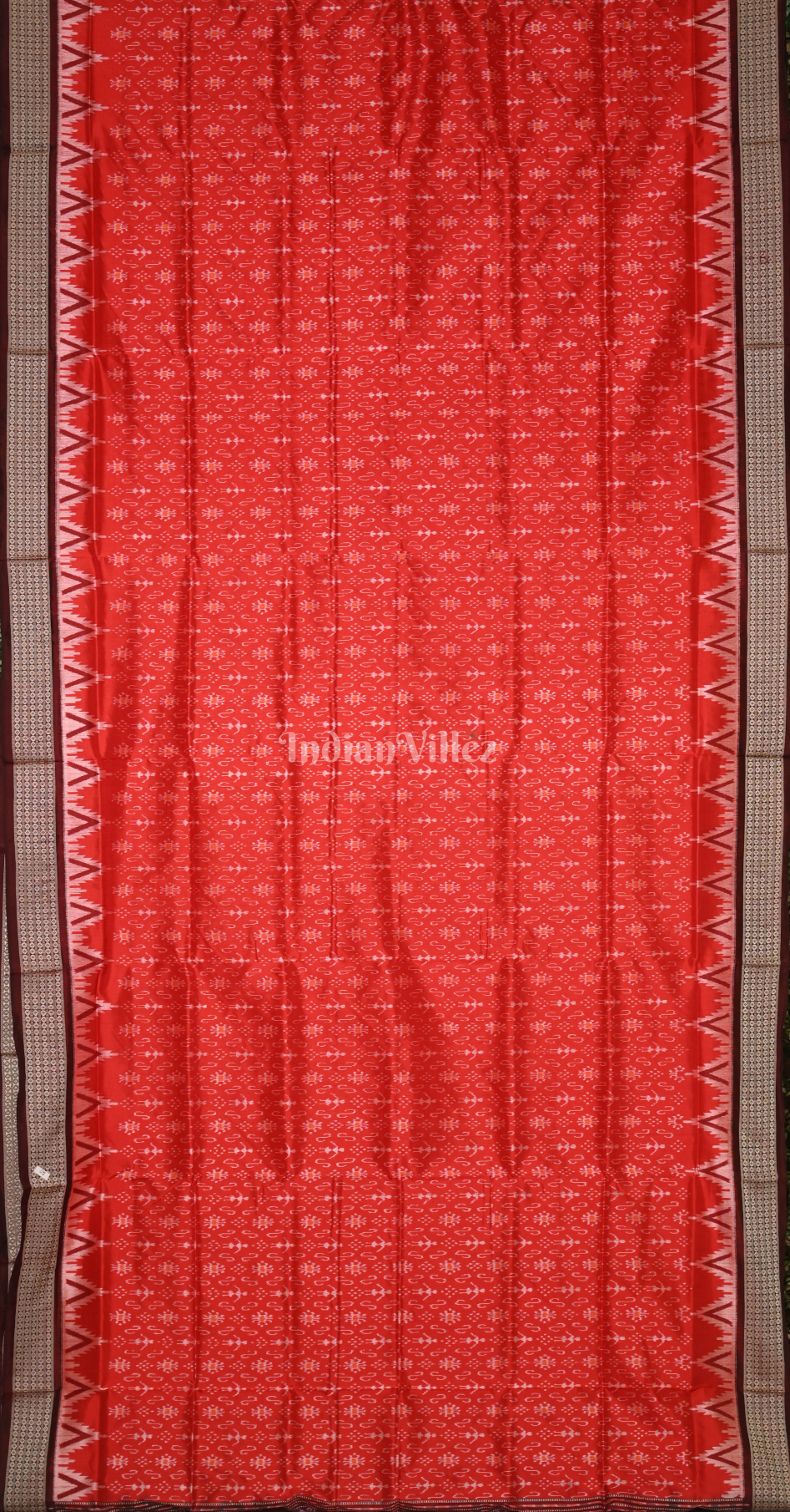 Red Coffee Tribal Theme Odisha Ikat Sambalpuri Silk Saree 