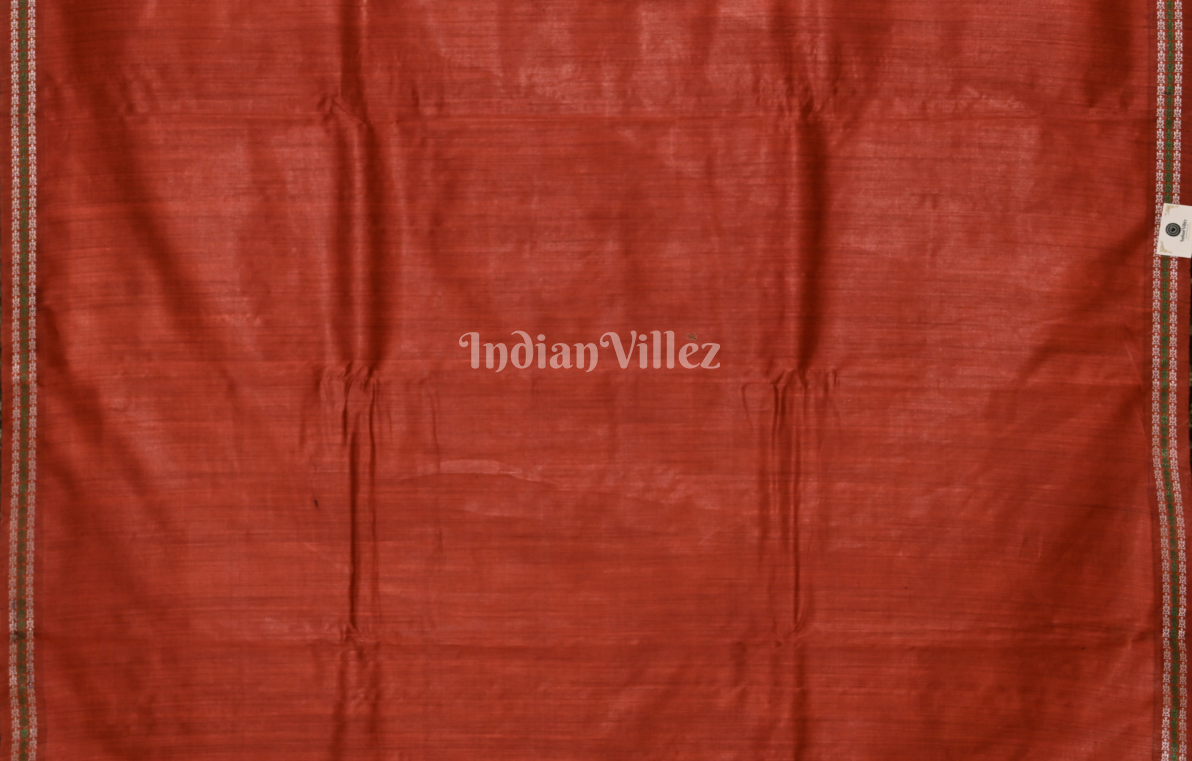 Black  Brick Red  Dolabedi with Nila Chakra Theme Gopalpur Tussar Silk Saree 