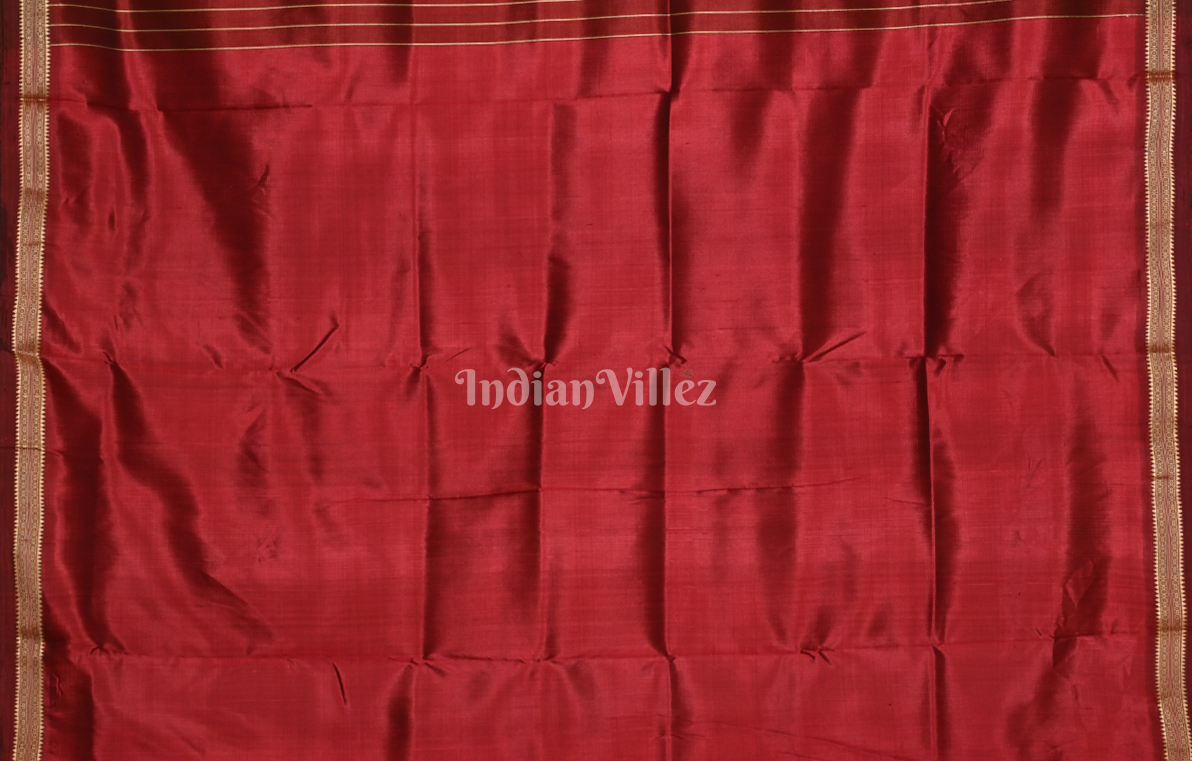 Blue Maroon Stripe Odisha Ikat Khandua Silk Saree with Blouse Piece 