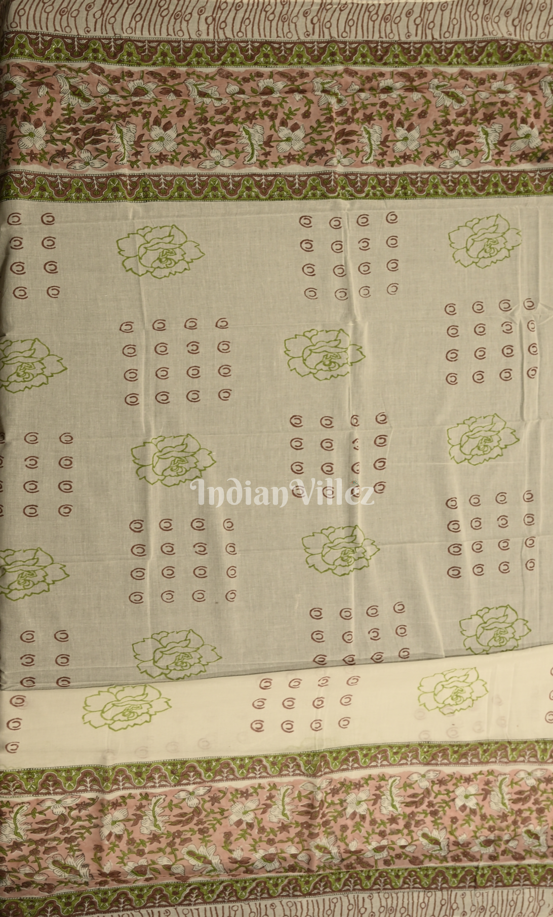 Baby Pink Green Sanganeri Block Printed Cotton Suit Sets 