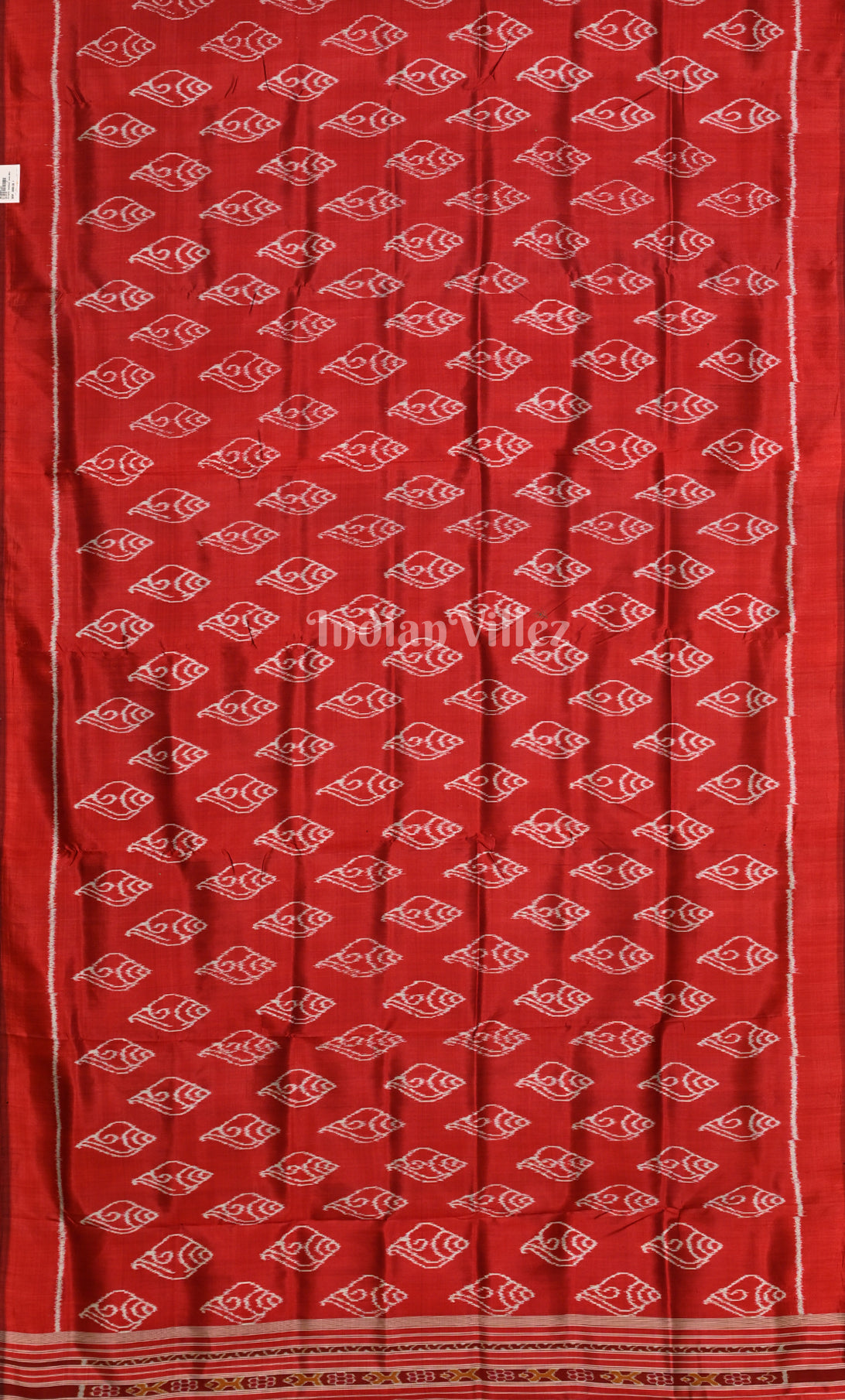 Red Sankha Motif Odisha Ikat Contemporary Designer Silk Saree