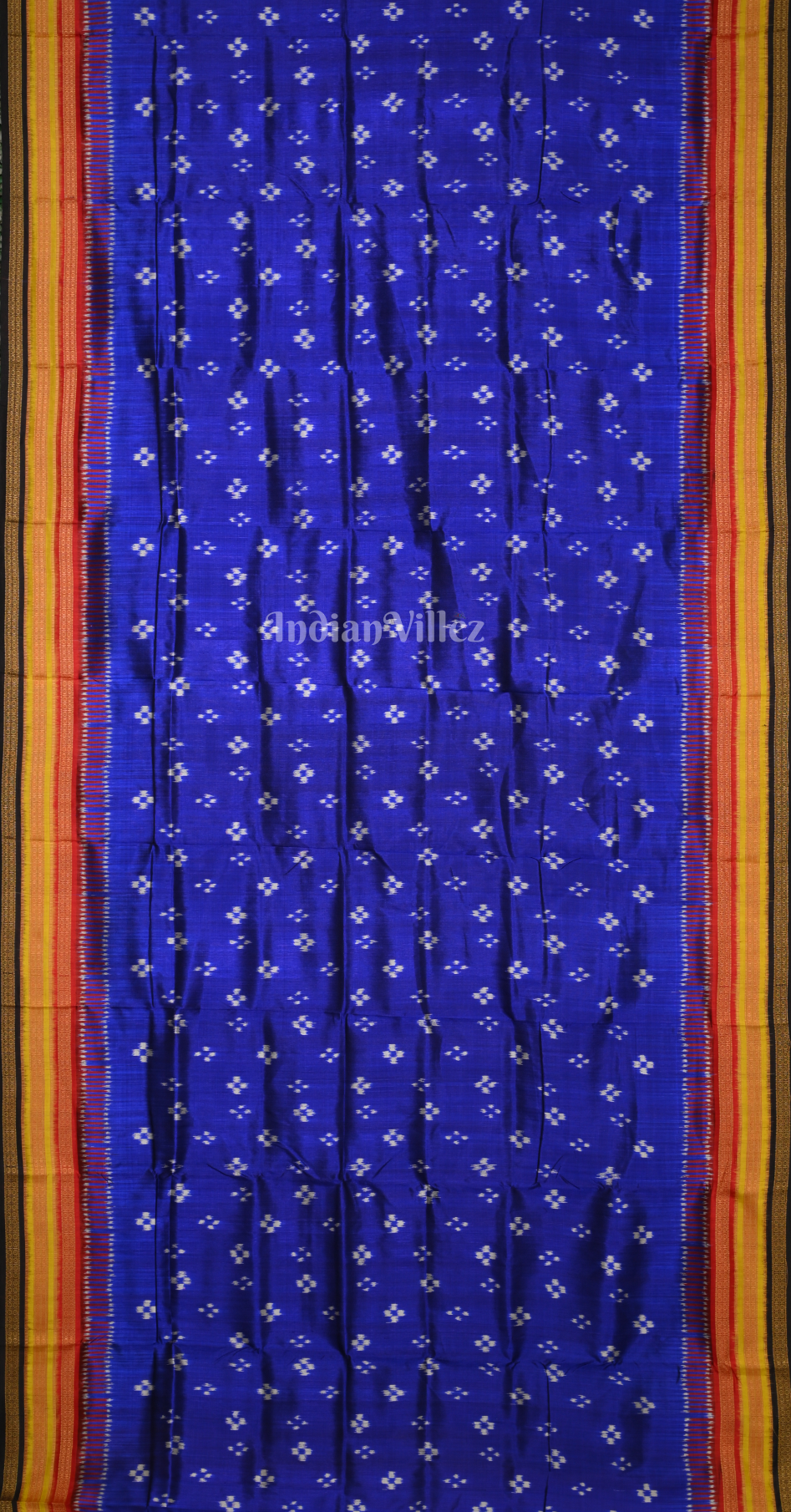 Royal Blue Black Pasapali Kathiphera Odisha Ikat Khandua Silk Saree 