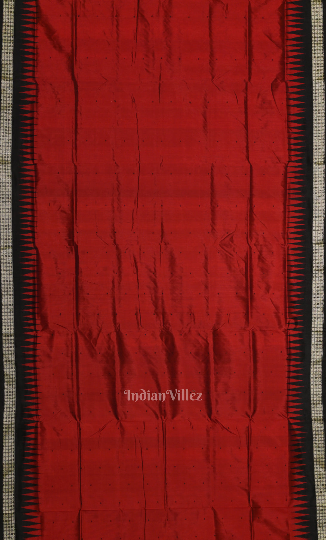 Red Black Butta Design Odisha Ikat Bomkai Sambalpuri Silk Saree 