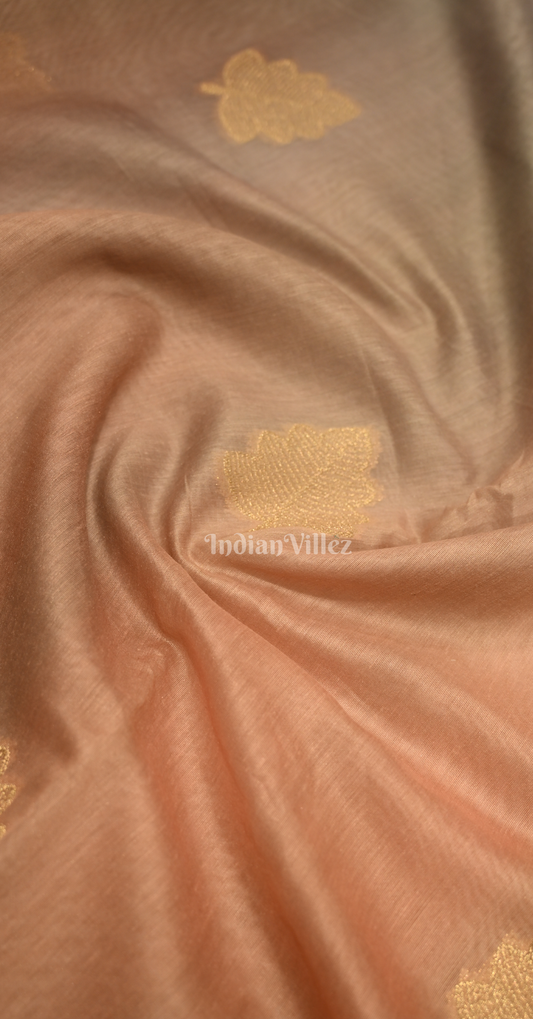 Golden Shaded Floral Linen Saree with Zari Work