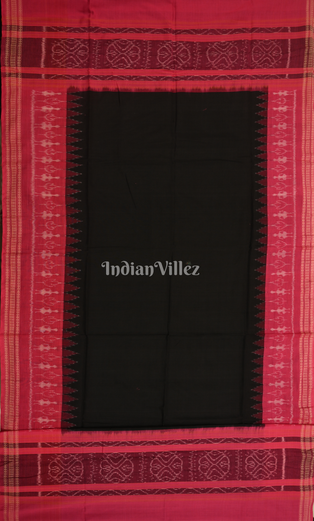 Light Pink Black Odisha Ikat Sambalpuri Dress Set & Dupatta 