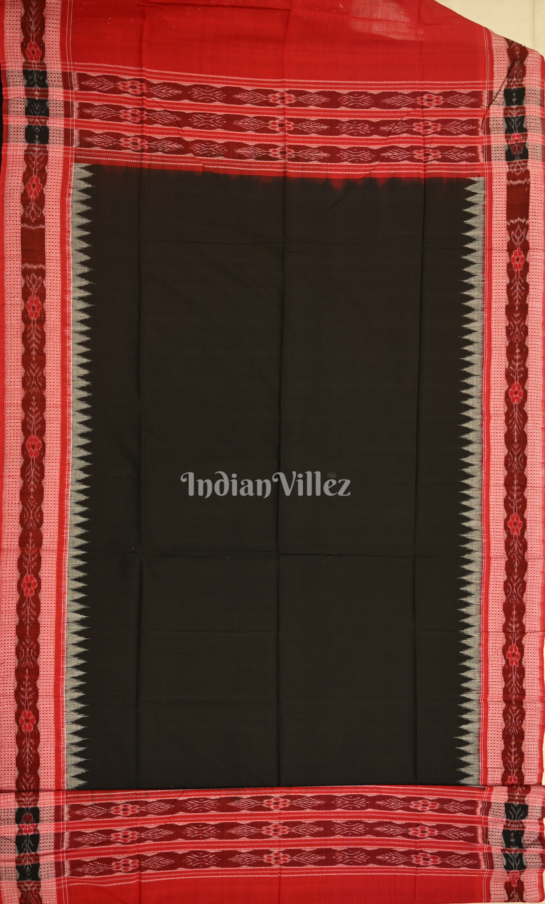 Maroon Red Flower Motif Odisha Ikat Sambalpuri Dress Set & Dupatta 