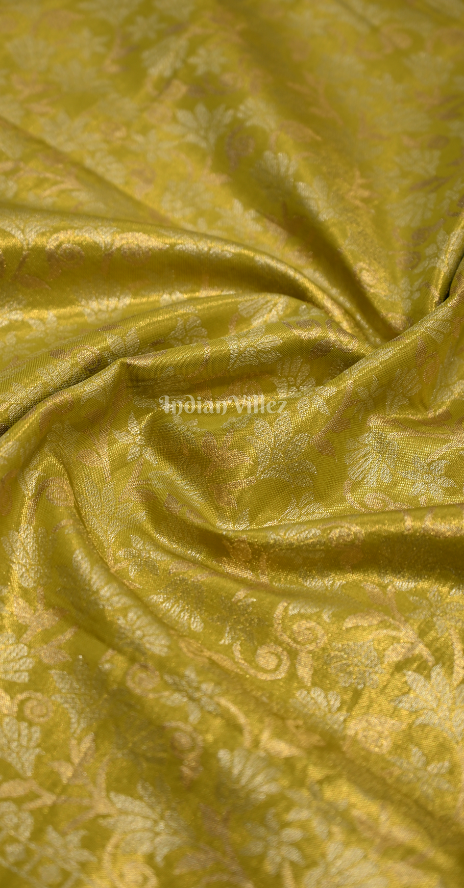 Mehendi Green Floral Zari Tissue Kanjivaram Silk Saree