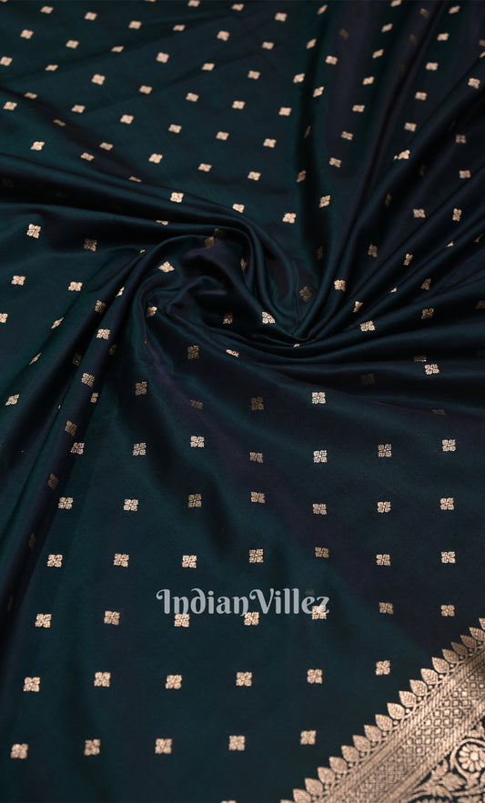Bottle Green Pure Mashru Satin Silk Banarasi Saree 