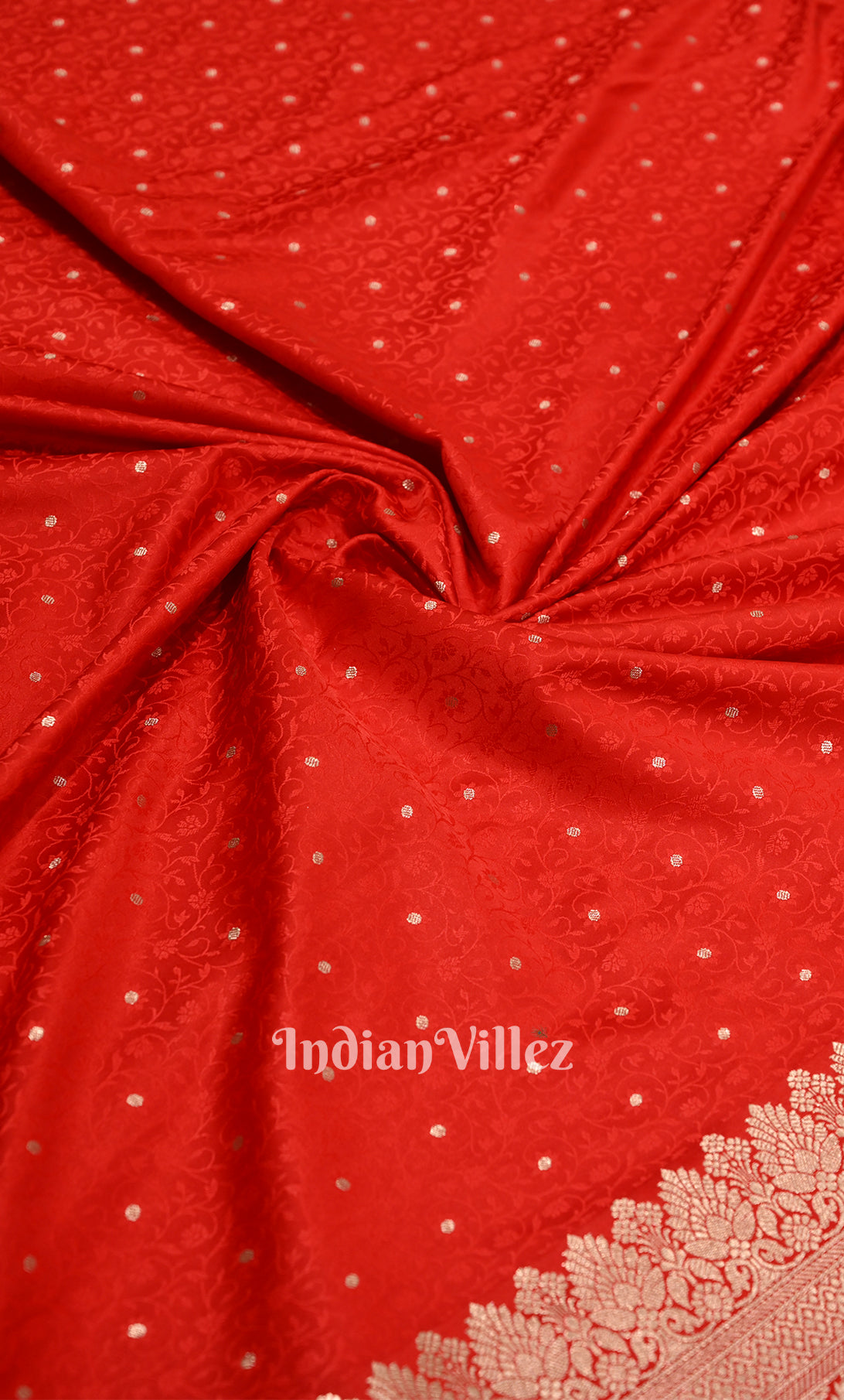Deep Red Pure Mashru Satin Silk Banarasi Saree
