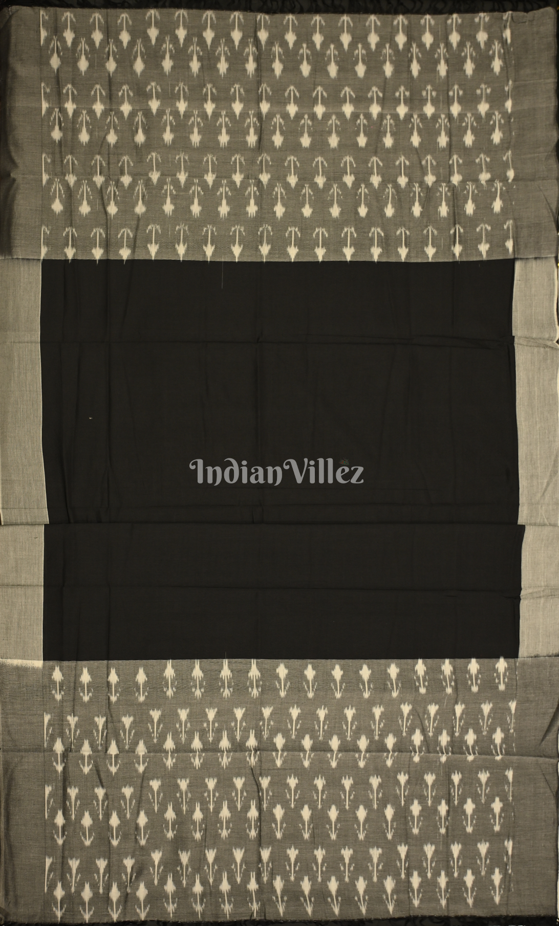 Grey Black Pochampally Ikat Cotton Unstitched Suit Sets