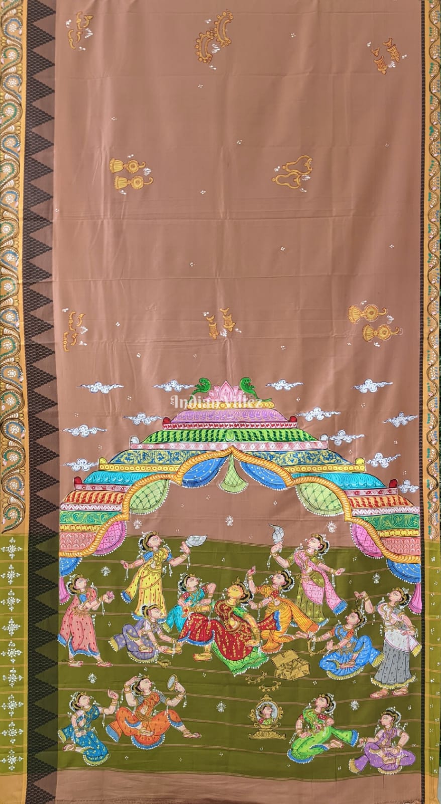 Nartaki Pattachitra Art on Kerala Silk Saree