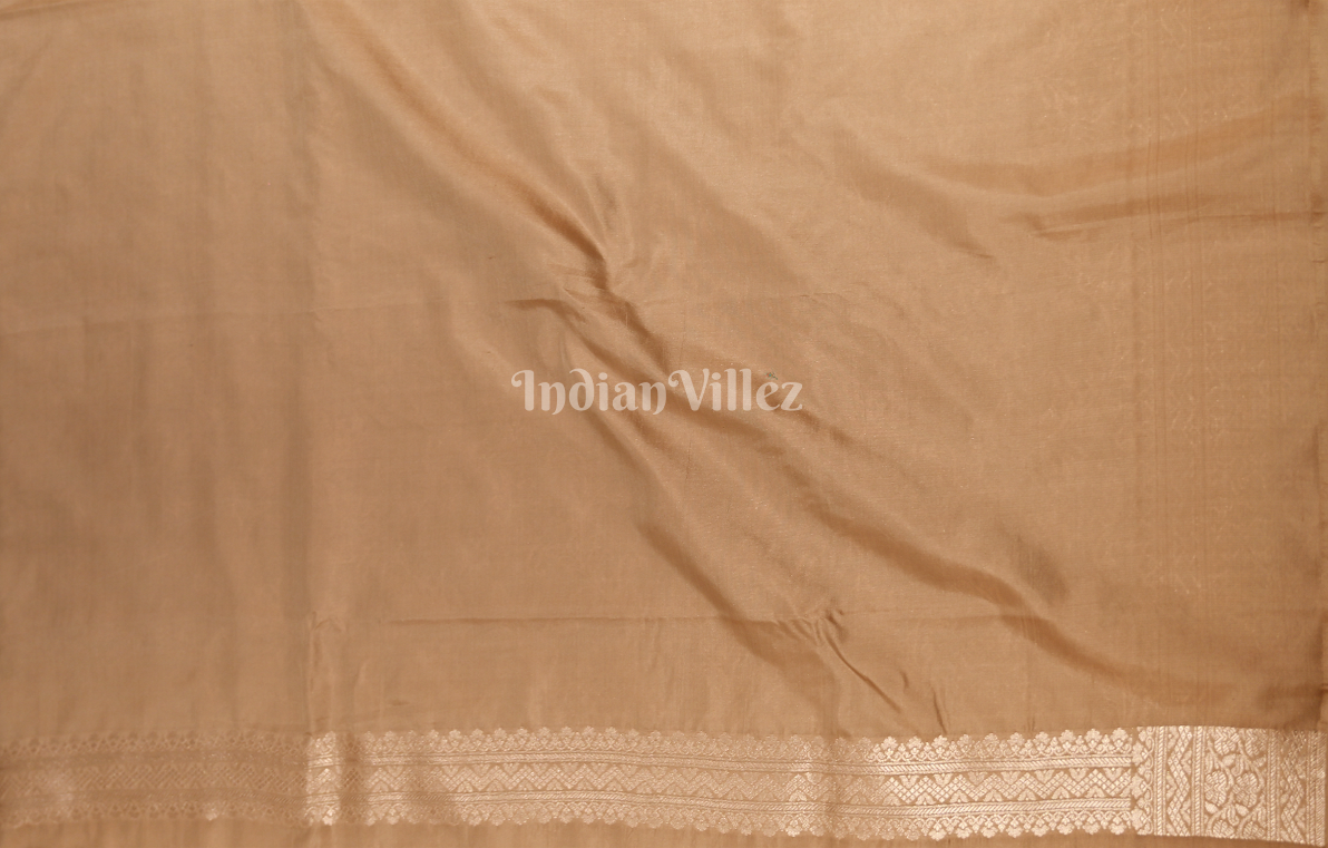 Exclusive Designer Beige Meenakari Pure Katan Banarasi Silk Saree 