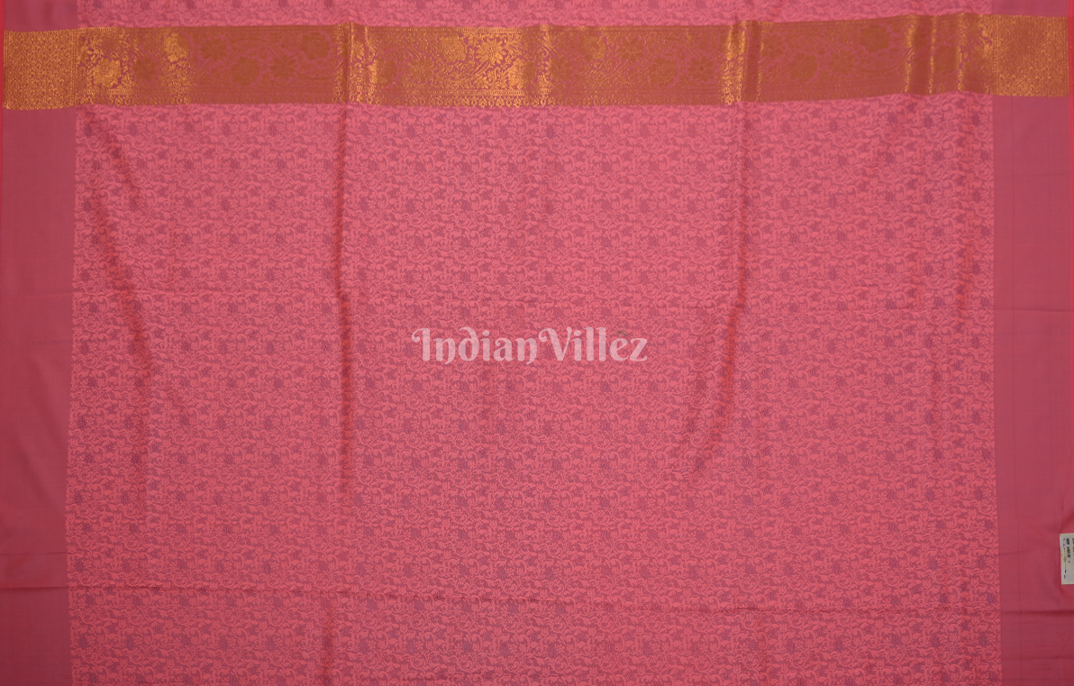Mauve Pink Golden Floral Zari Tissue Kanjivaram Silk Saree 