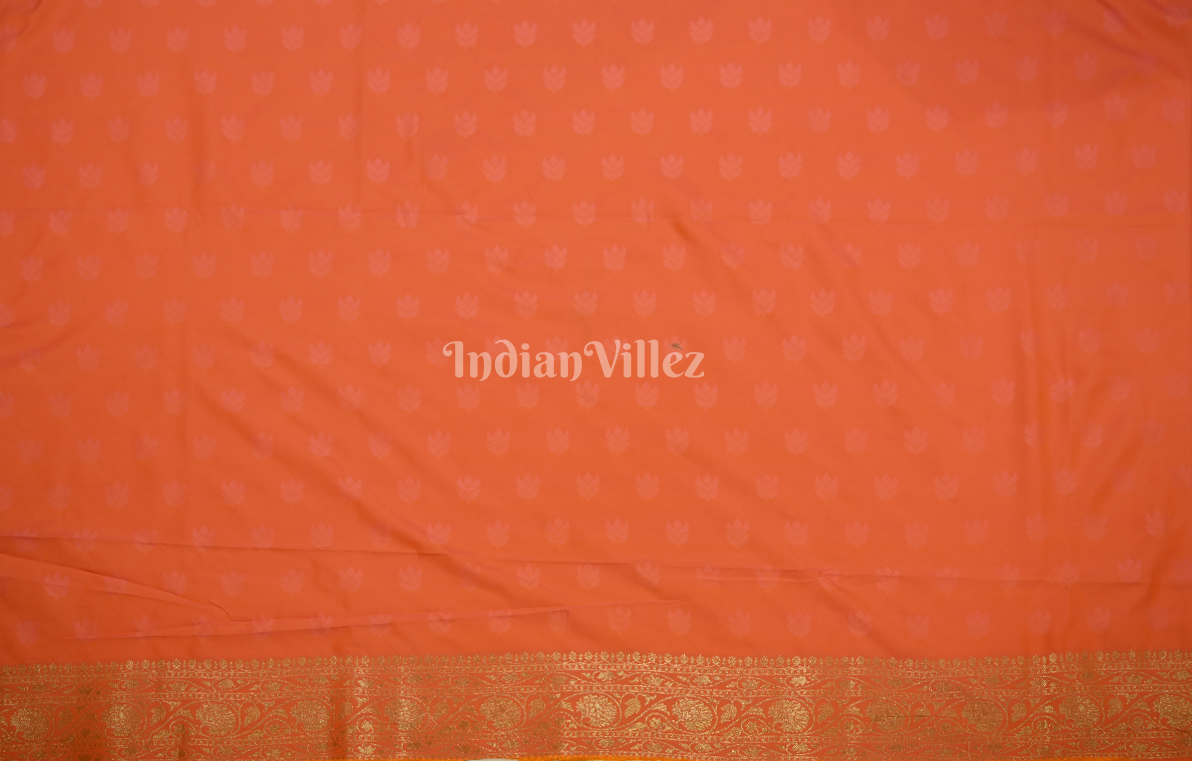 Orange Two Tone Leheriya Banarasi Satin Silk Saree