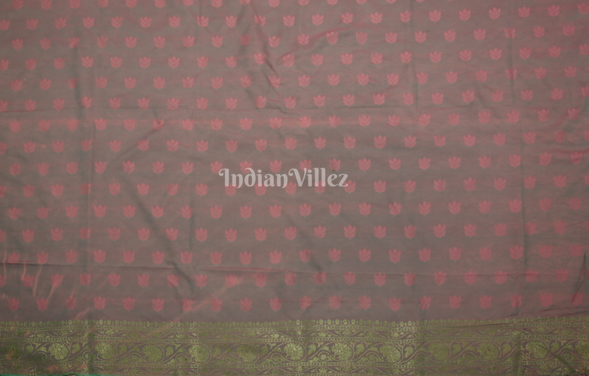 Pink Turquoise Two Tone Leheriya Banarasi Satin Silk Saree
