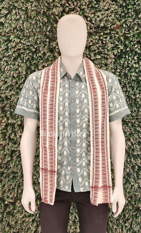 Premium  Off White Handwoven Cotton Uttariya for Men
