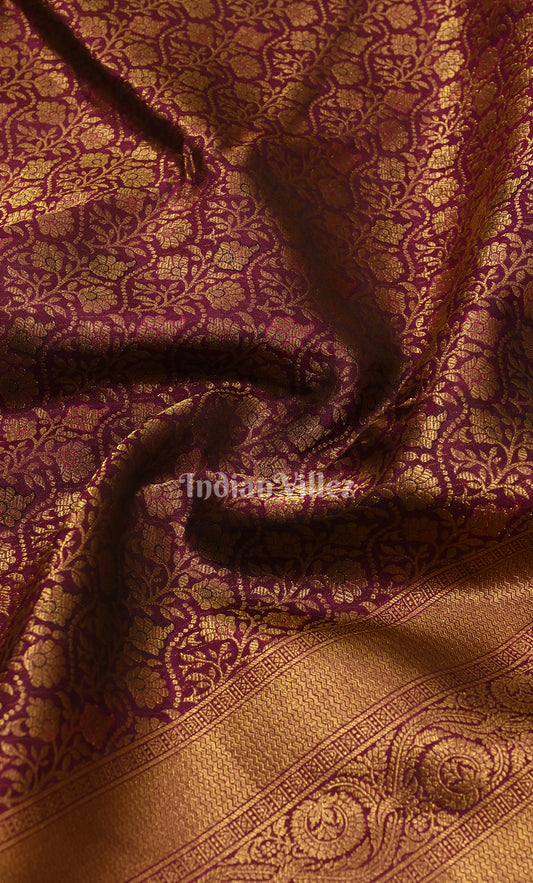 Exclusive Purple pure Kanjivaram Silk Saree with Zari Brocade