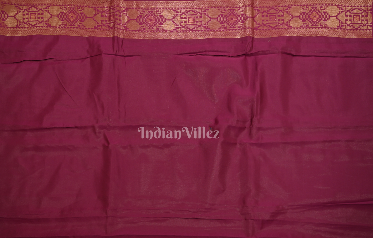 Beige Magenta Pink Zari Tissue Weaving Saree