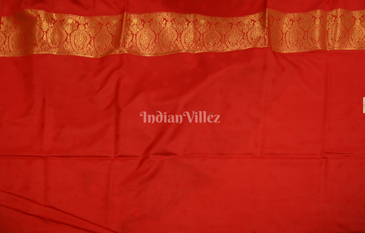 Exclusive Bridal Red Butta Design Kanjivaram Silk Saree with Brocade Work