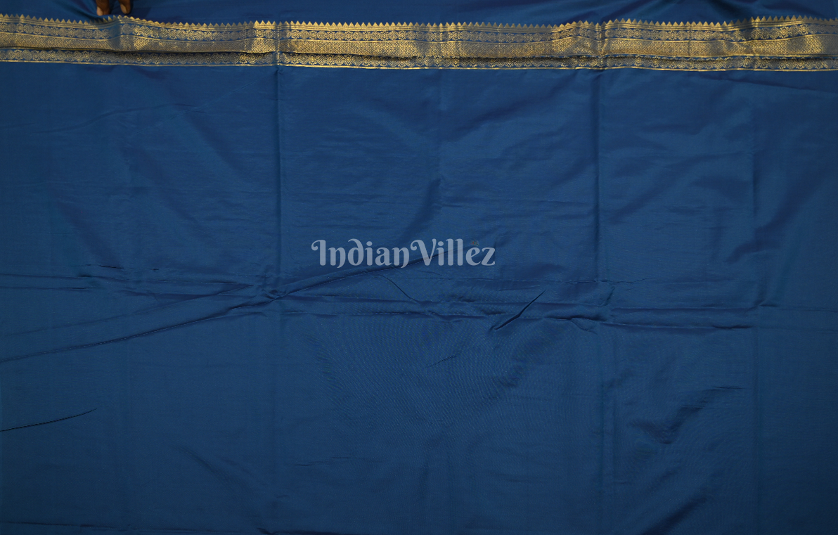 Blue Pure Chaap Weaving Silk Saree