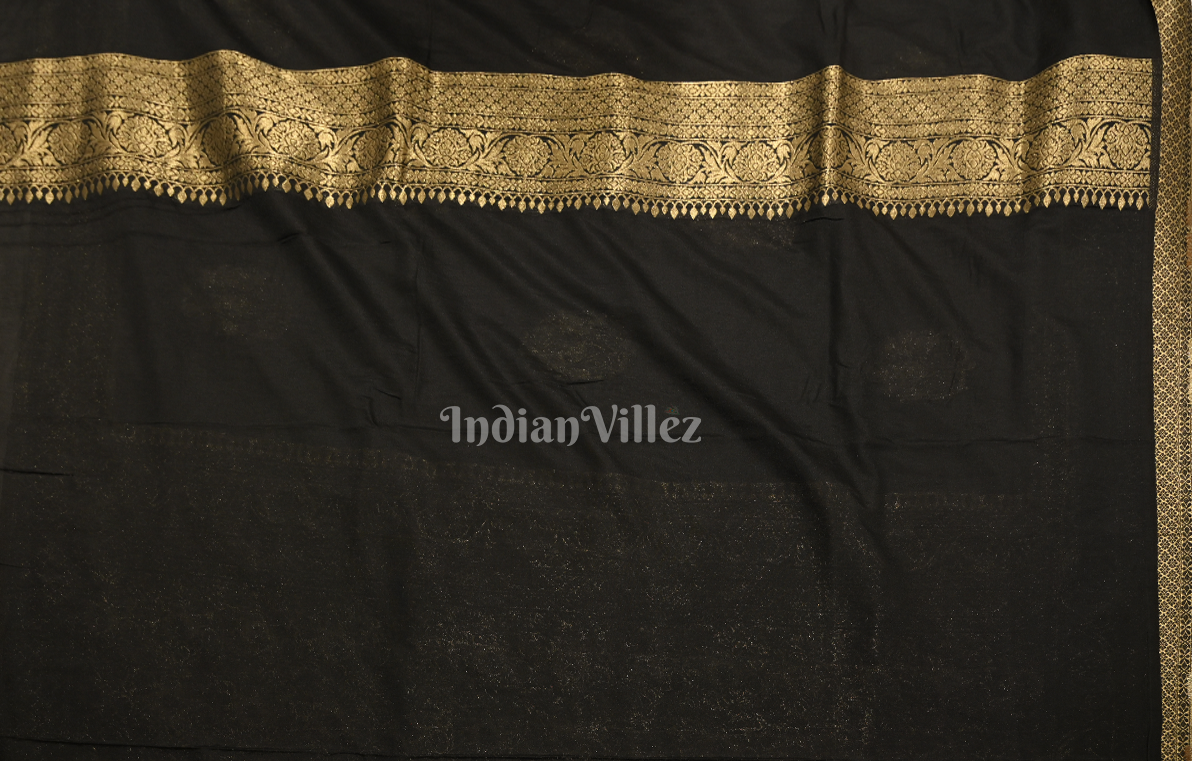 Black Pure Khaddi Gergette Banarasi with Nylon Weaving