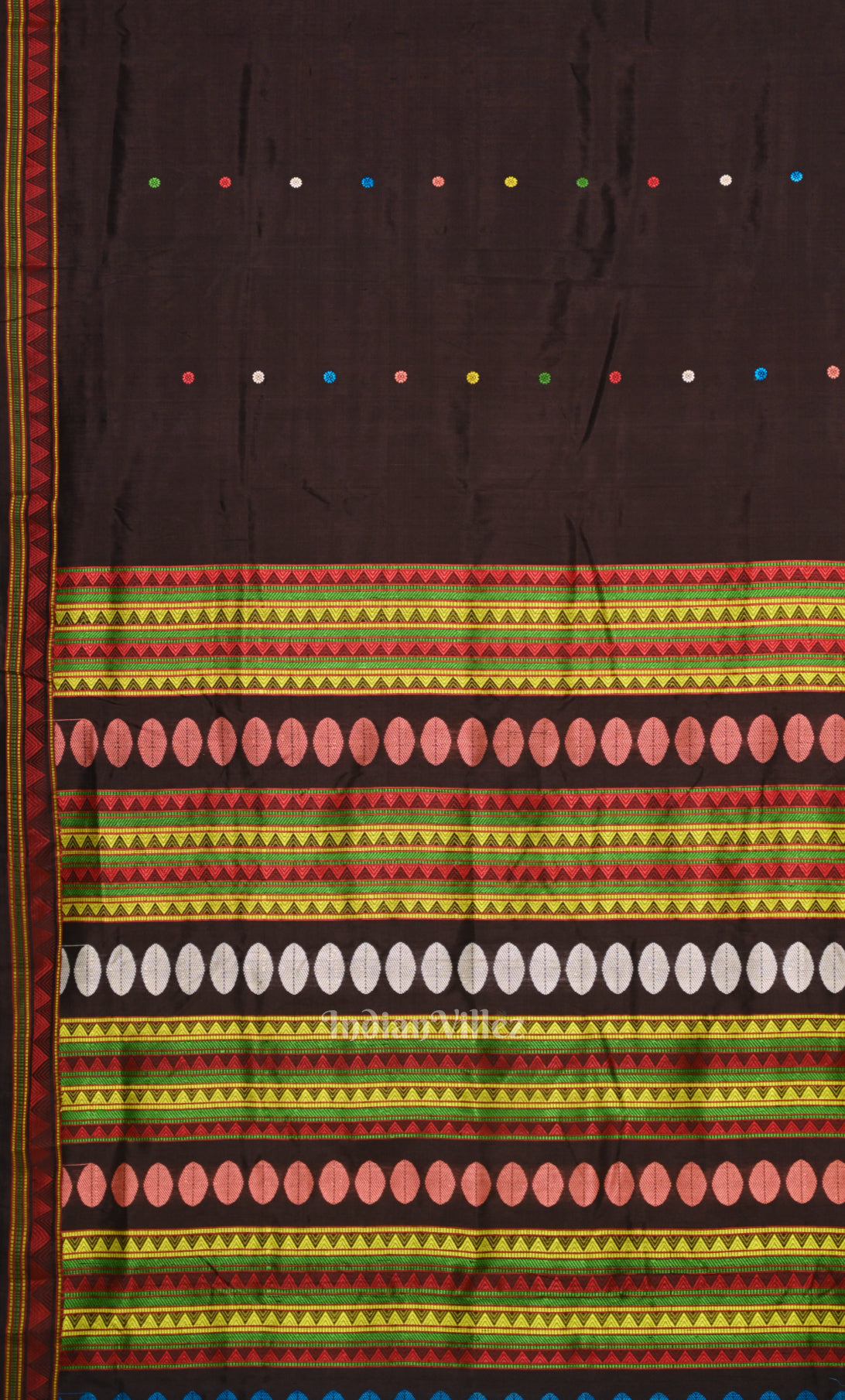 Coffee Buti Design Odisha Ikat Contemporary Silk Saree with Dongaria Anchal 