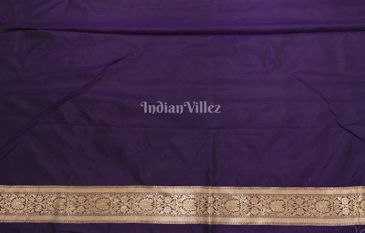 Premium wedding Wear  Purple Pure Katan Banarasi Silk Saree 