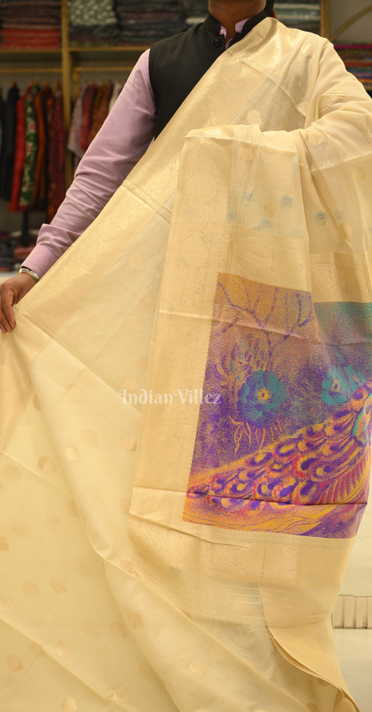 Off White Modal Silk Saree