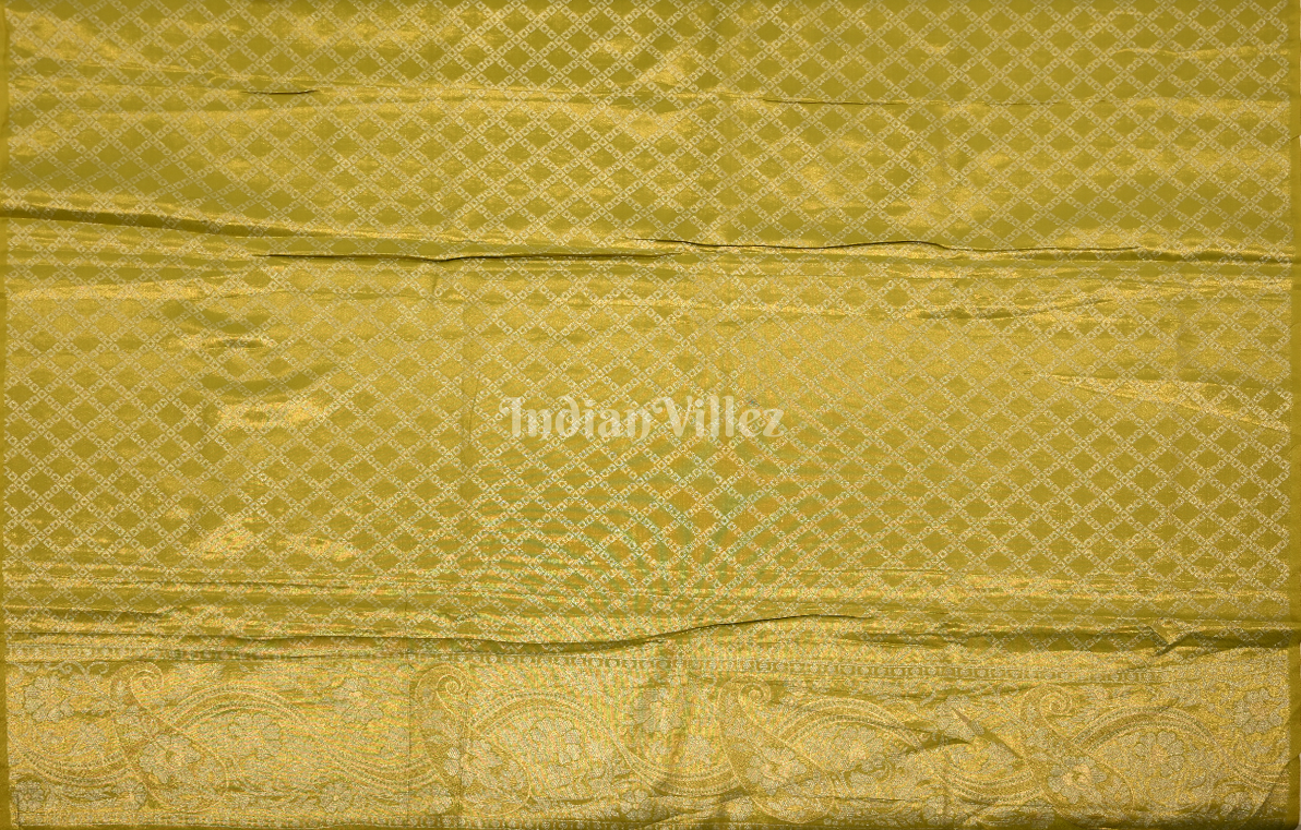 Mehendi Green Floral Zari Tissue Kanjivaram Silk Saree