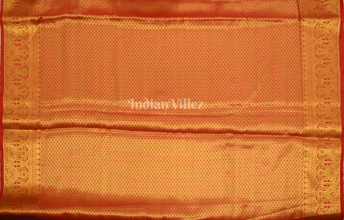 Olive Green Red Bridal Kanjivaram Silk Saree 