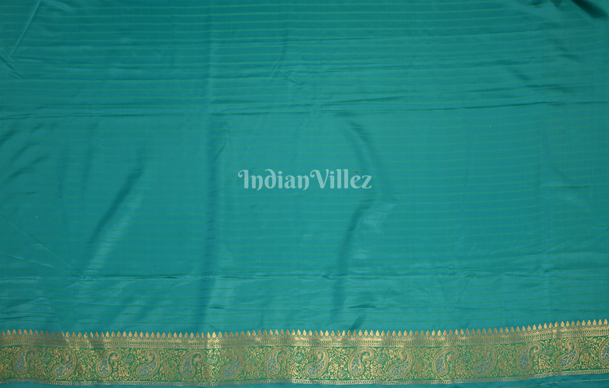 Cyan Blue Buti Design Zari Satin Silk Banarasi Saree