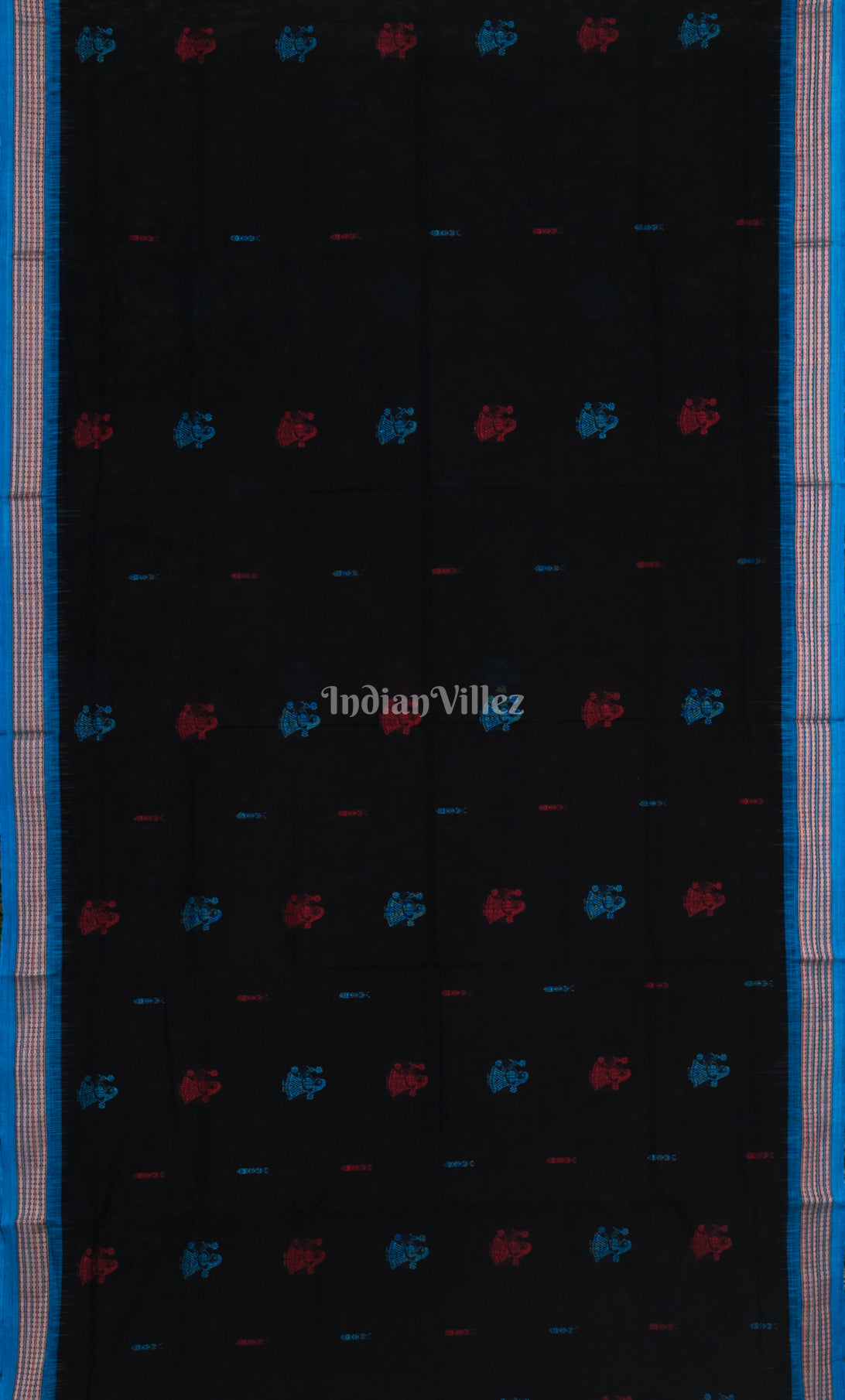 Black Blue Doll Theme Odisha Ikat Bomkai Cotton Saree