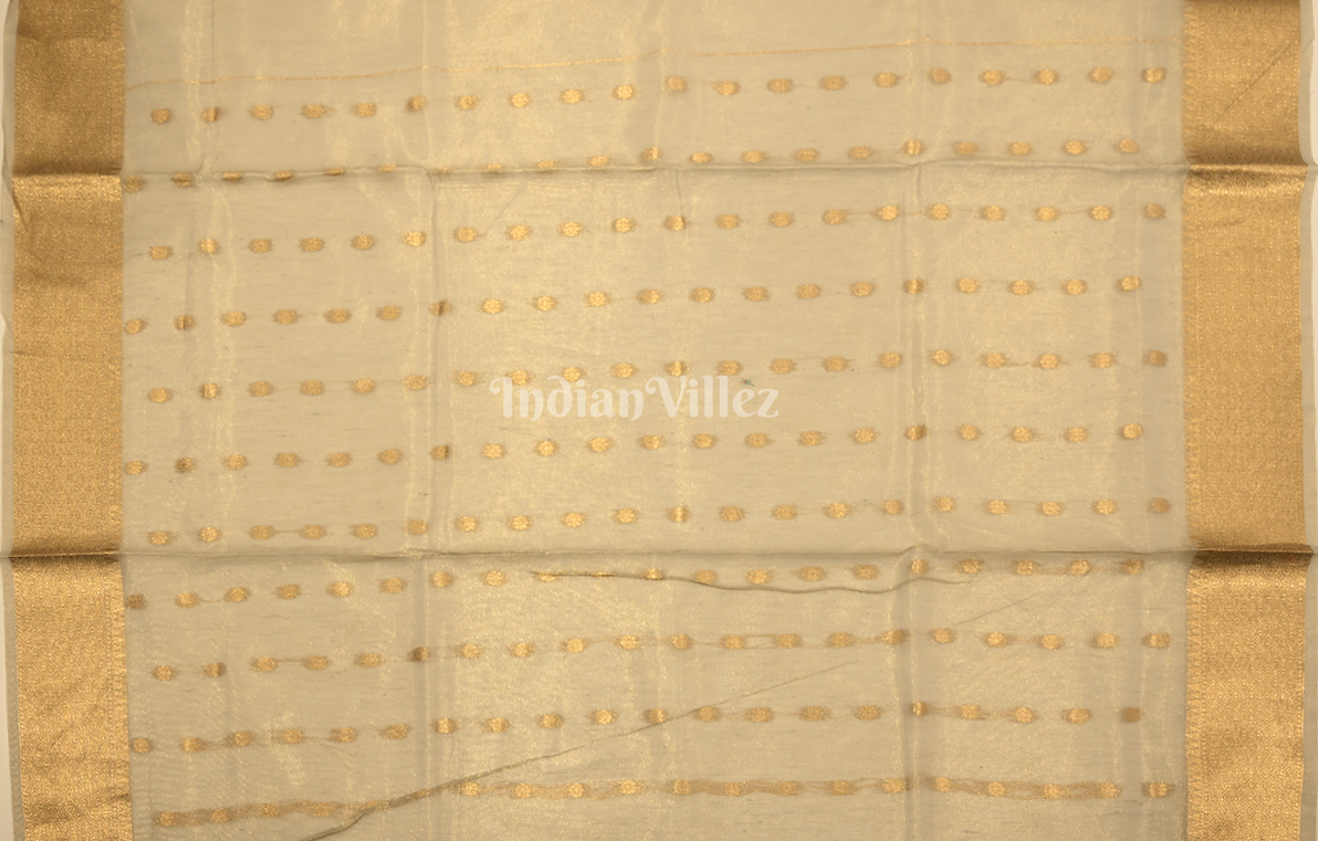 Off White Kora Tissue Saree With Paithani Pallu