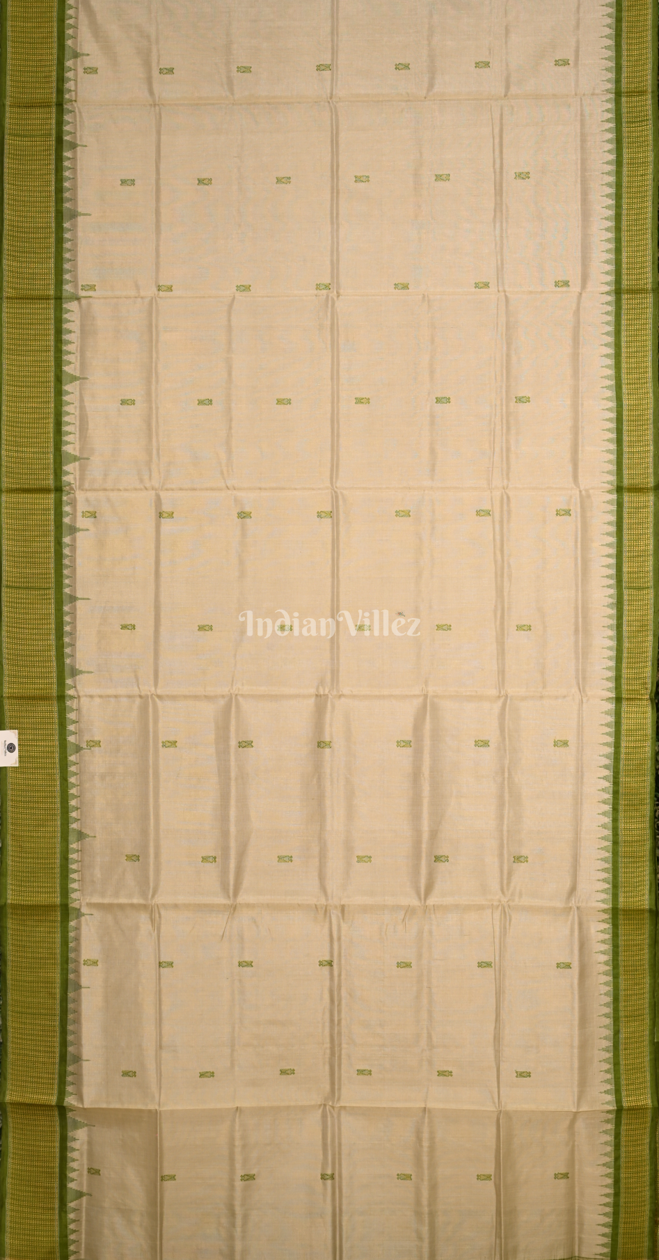  Beige Green Sambalpuri Tussar Silk Saree with Sarabandha Anchal