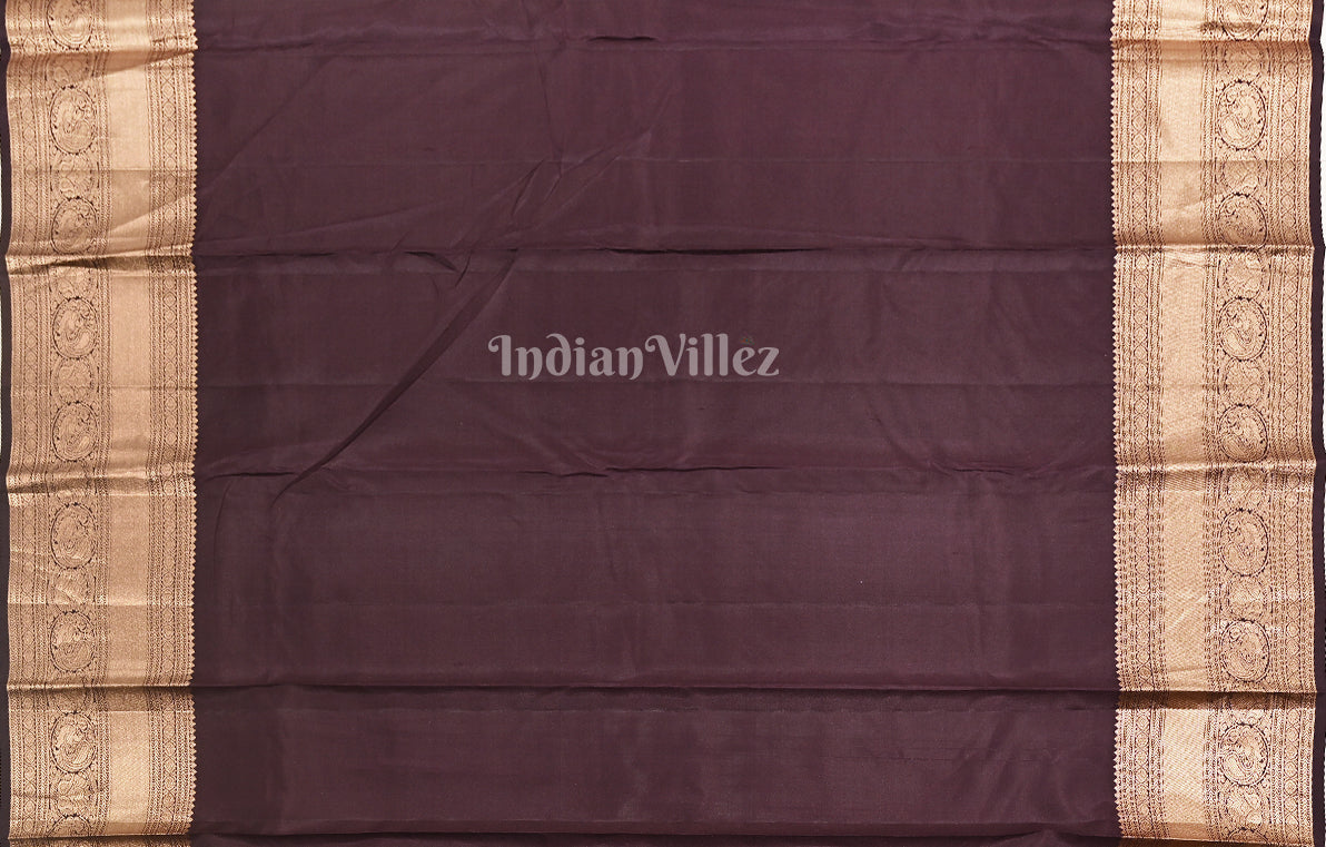 Blooming Wine Pure Brocade Kanjivaram Silk Saree