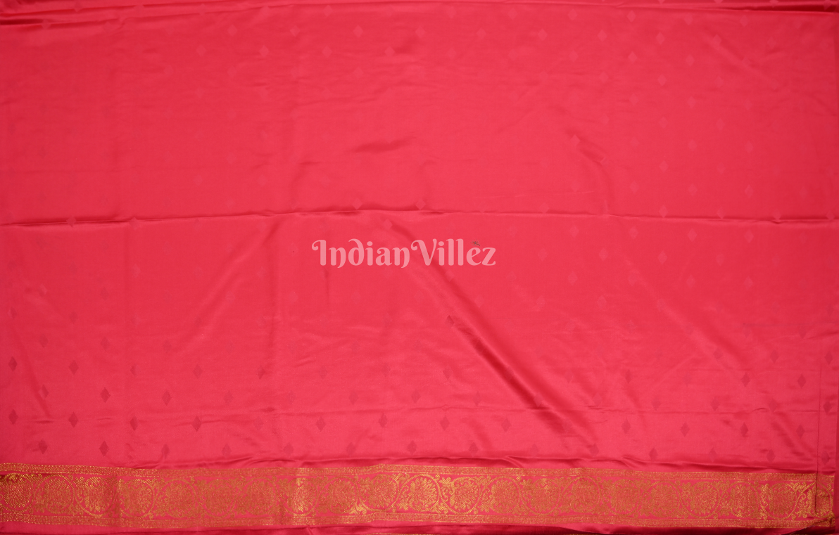 Rani Pink Pure Satin Kanjivaram Silk Saree with Brocade Work